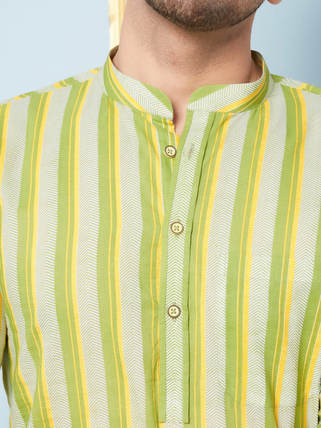 Men Multi  Printed Cotton Short Kurta
