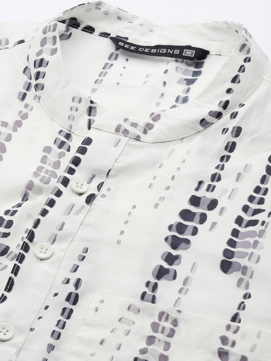 Men White Multi Tie and dye Print Design Straight Kurta