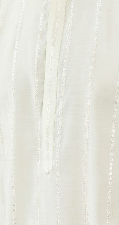 Men Cream with Subtle Golden Stripes Chanderi Silk Sequins Kurta With Pajama