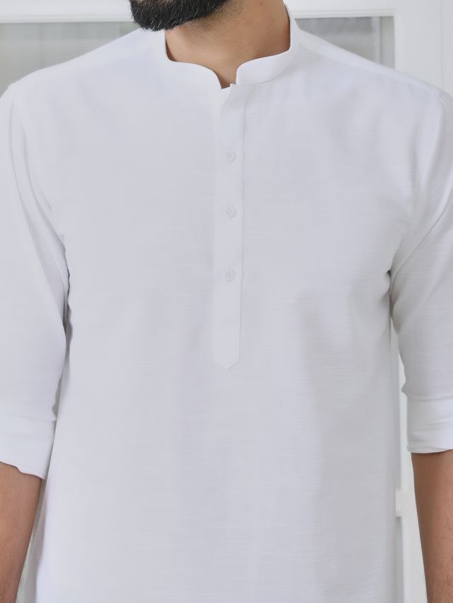 Off-White Deluxe Cotton Short Kurta