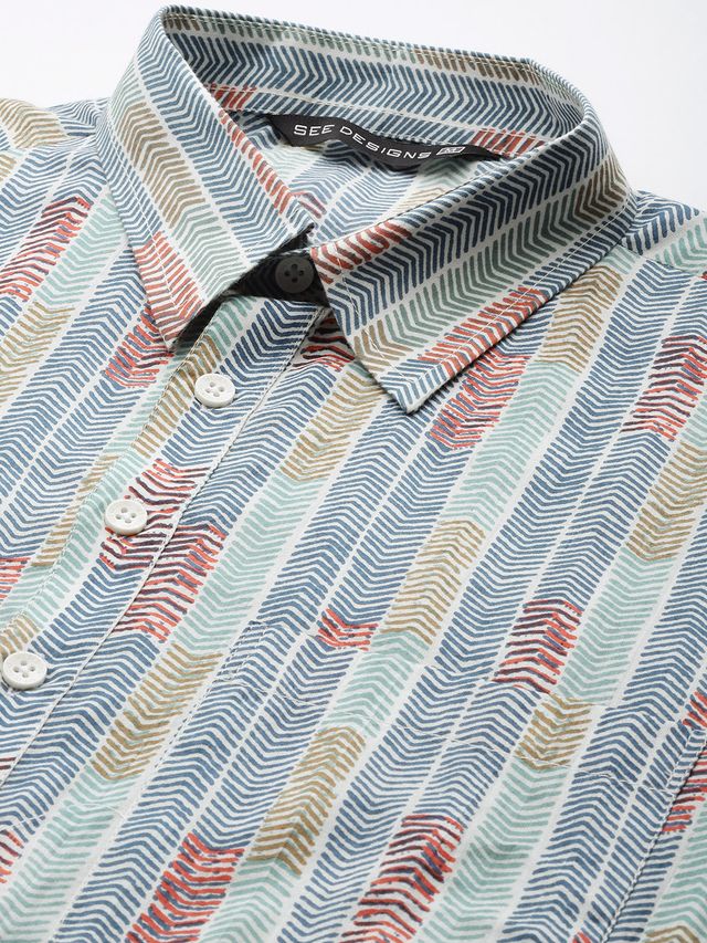 Men Multicolored Regular Pure Cotton Pathani Printed Men's Kurta With White Salwar