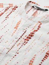 Men White Multi Tie and dye Print Design Straight Kurta