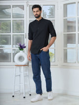 Men Pack Of 2 Black & Grey Cotton Solid Short Kurta