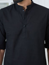 Men Pack Of 2 Black & Pink Cotton Solid Short Kurta