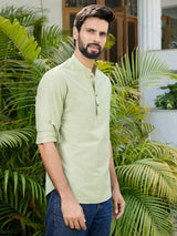 Green Deluxe Cotton Short Kurta