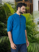 Men Pack Of 2 Blue & Pink Cotton Solid Short Kurta