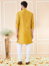 Mustard Ethnic Motifs Silk Jacquard Woven Design Straight Kurta