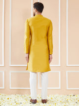 Yellow Cotton Solid Straight Kurta