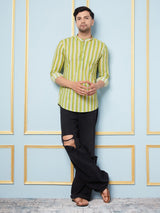 Men Multi  Printed Cotton Short Kurta