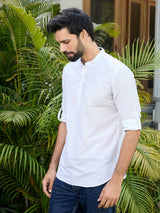 White Deluxe Cotton Short Kurta