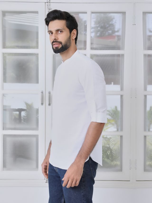 Off-White Deluxe Cotton Short Kurta