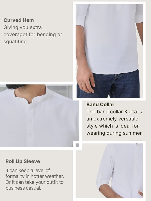 Off-White Deluxe Cotton Short Kurta