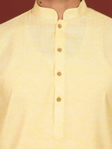 Yellow-Cream Woven Jacquard Delux Cotton Straight Kurta