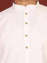 White Delux Cotton Solid Straight Kurta