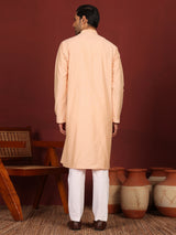 Peach Delux Cotton Solid Straight Kurta