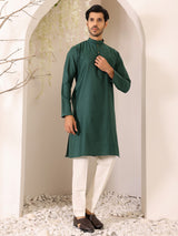 Dark Green Delux Cotton Solid Straight Kurta