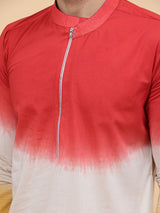 Men Orange White And Mustard Ombre Dyed Pure Cotton Kurta