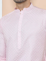 Pink Silk Jacquard Straight kurta
