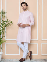 Pink Silk Jacquard Straight kurta