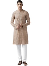 Riwaat.com Men Multi Coloured Striped Thread Work Straight Kurta Riwaat Buy 1 Get 1