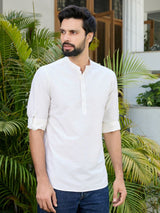 Cream Deluxe Cotton Short Kurta