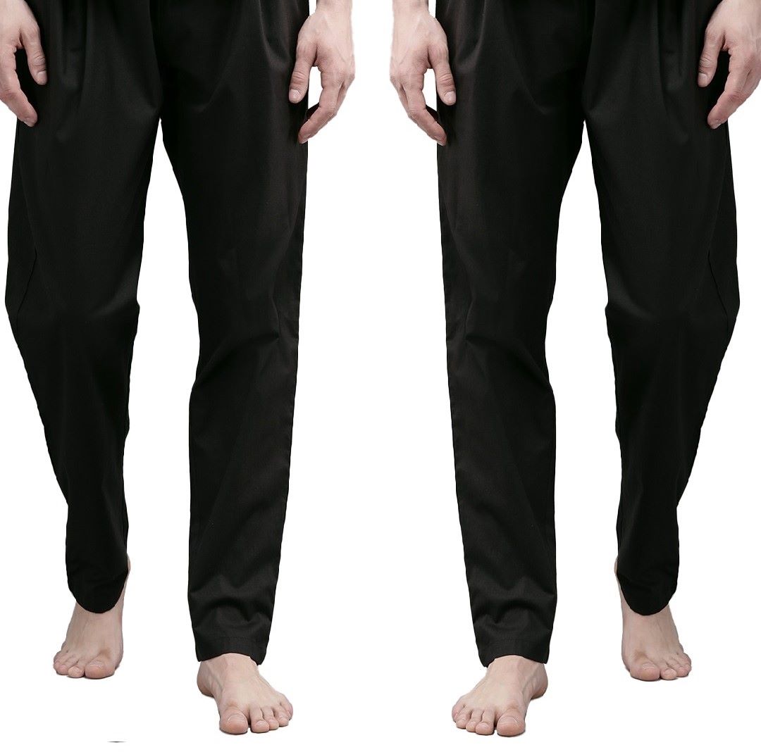 Men Black Salwar With Nada Pack Of 2 Solid Cotton Combo Pajama