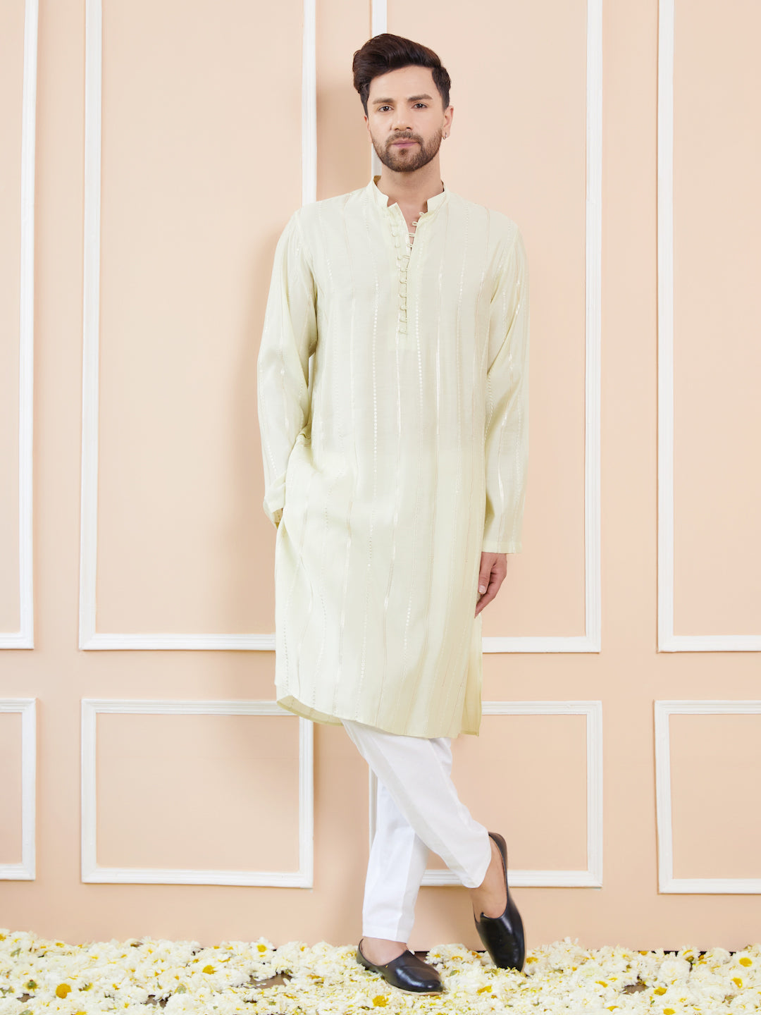 Men Pearl Radiance Chanderi Silk Sequins Kurta