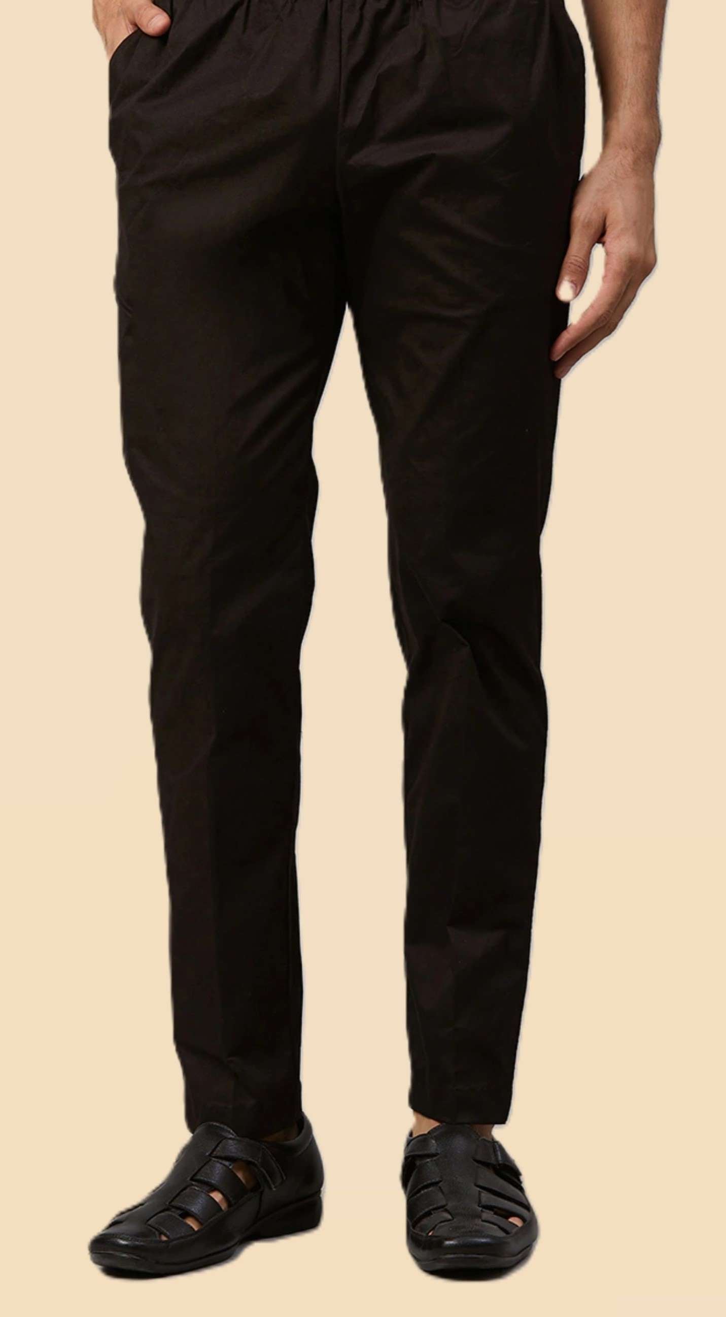 Men Black Solid Pajama