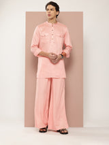 Men Pink Rayon Solid Pathani Sets