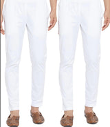 Men White Pajama Pack Of 2 Solid Cotton Combo Pajama