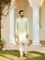 Men Champagne Glimmer Chanderi Silk Sequins Kurta