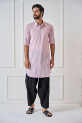 Men Baby Pink Regular Pure Cotton Pathani Kurta