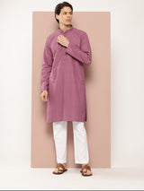 Men Pink Embroidered Sequin Rayon Kurta