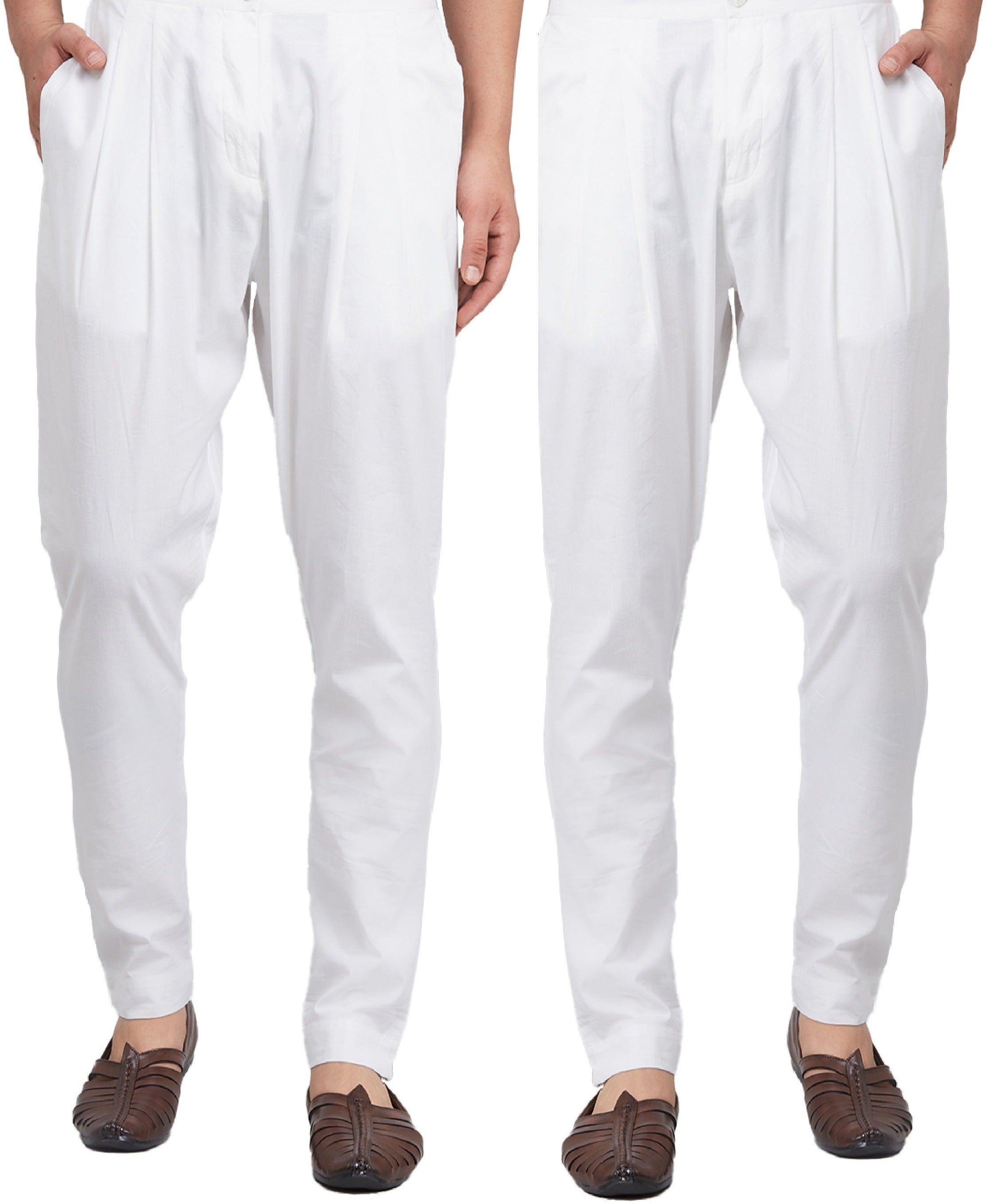 Men White Trouser Pant Pack Of 2 Solid Cotton Combo Pajama