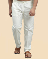 Men Cream Solid Pajama