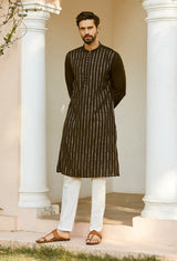 Men Twilight Elegance Chanderi Silk Sequins Kurta