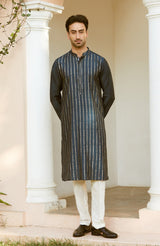 Men Midnight Majesty Chanderi Silk Sequins Kurta