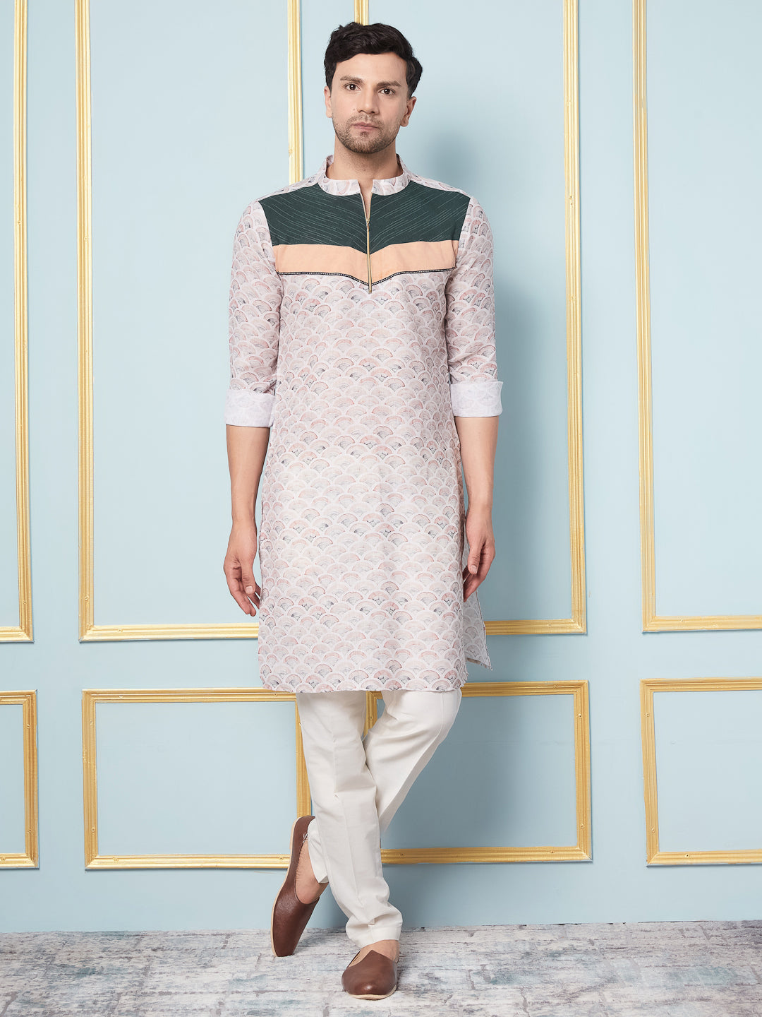 Men Multicoloured Printed Kurta With pyjama