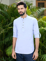 Blue Solid cotton Short Kurta