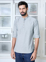 Gray Solid cotton Short Kurta