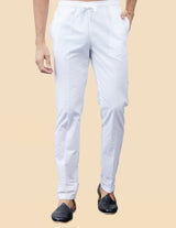 Men White Solid Pajama