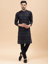Men Black & Red, Yellow,White Pure Cotton Printed Straight Kurta