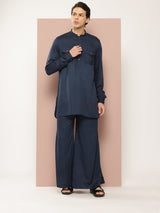 Men Blue Rayon Solid Pathani Sets