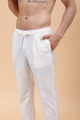 Men Gold & White Pure Cotton Embroidered Straight Kurta With pyjama