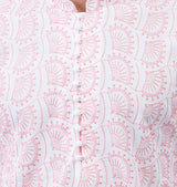 Men White & Pink Cotton Kurta With Chikankari Embroidered