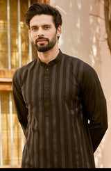 Men Onyx Classic Cotton Pintex Design Thread Work Kurta