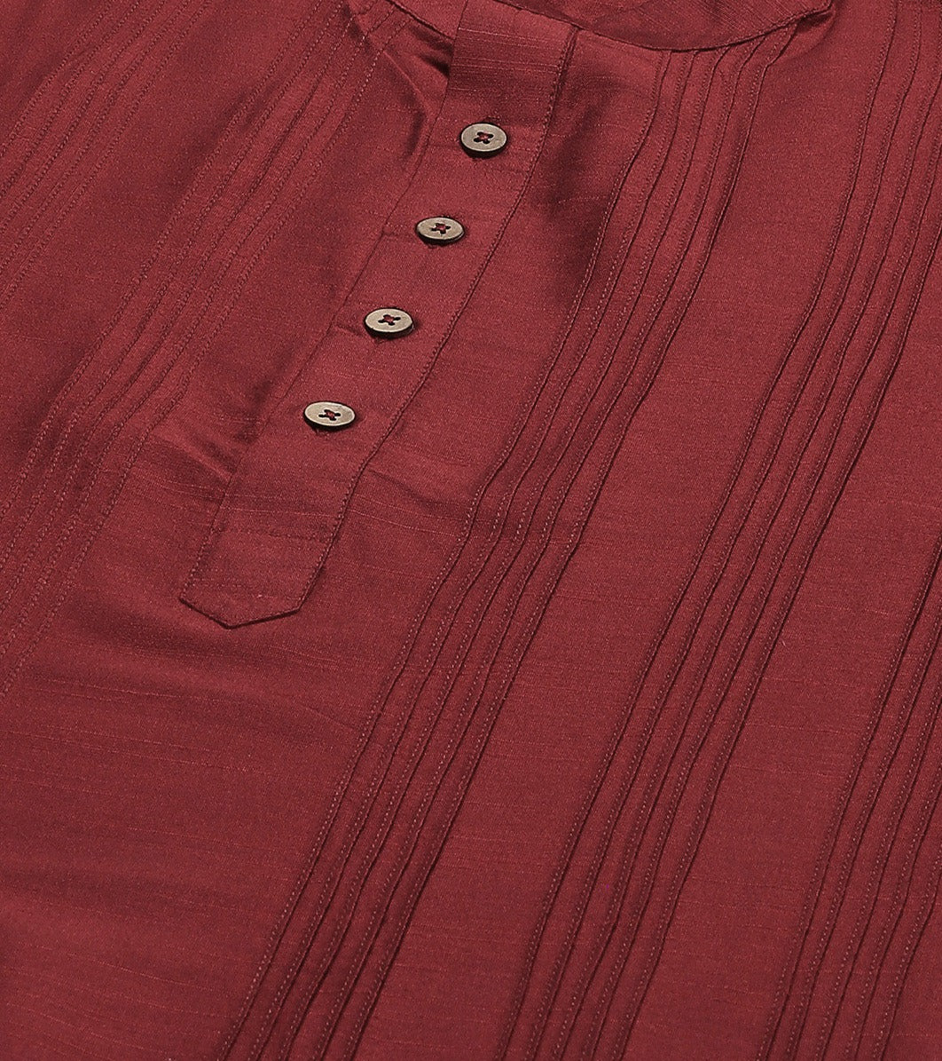 Men Regal Crimson Cotton Silk Straight Kurta With Pajama