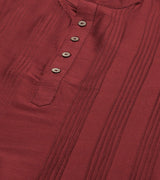 Men Regal Crimson Cotton Silk Straight Kurta With Pajama