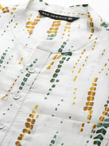 Men White Multi Tie and dye Print Design Straight Kurta With Pyjama