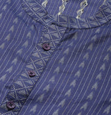 Men Purple & Beige Woven Design Thread Work Kurta